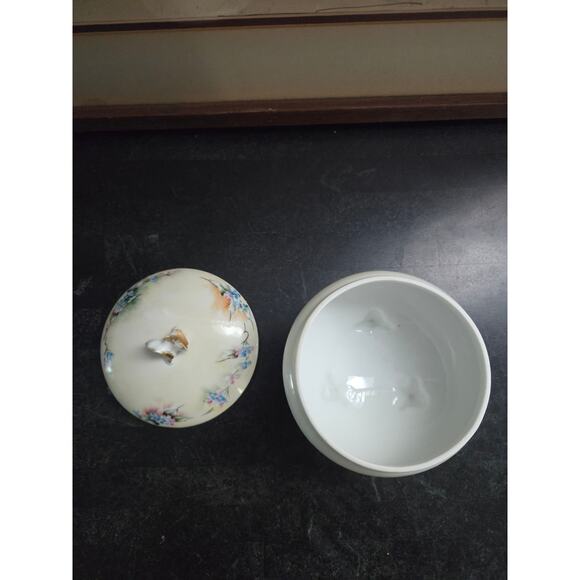 TK Thun Czechoslovakia Footed Trinket Jar w/ Lid Hand Painted 1920s Antique - Picture 7 of 10